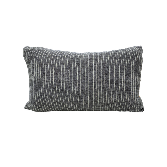 Adler Handmade Dark Grey White Striped Pillow