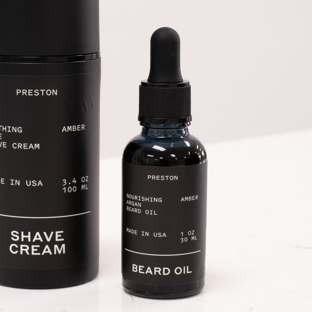 Preston Grooming Argan Oil Beard Oil and Shave Cream in Amber
