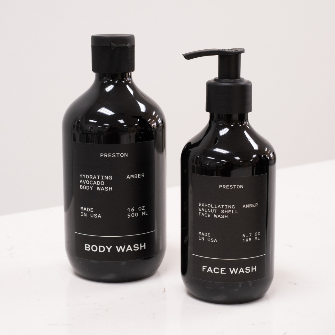 Preston Grooming Amber Exfoliating Face Wash and Hydrating Avocado Body Wash