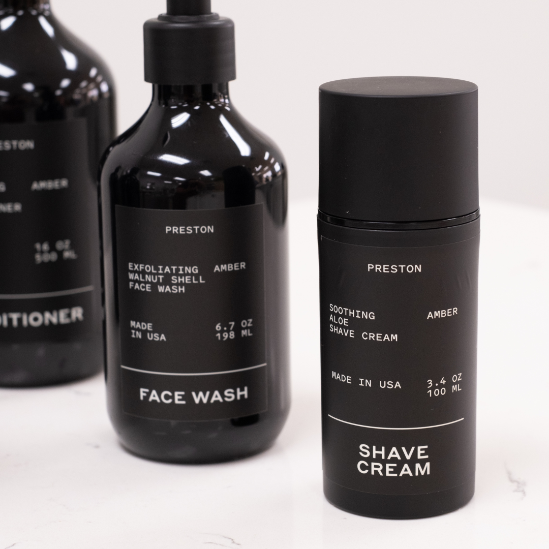 Preston Grooming Amber Soothing Aloe Shaving Cream, Exfoliating Face Wash