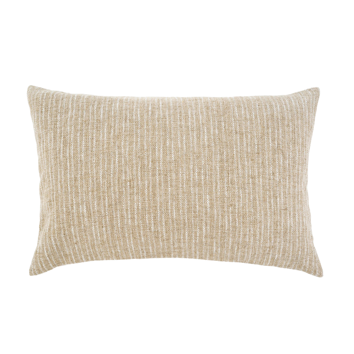 Cove Warm Beige Linen Pillow with White Irregular Stripes