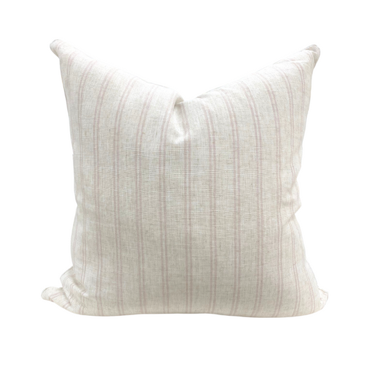 Ebba Linen Pillow Cream with Blush Pink Stripes