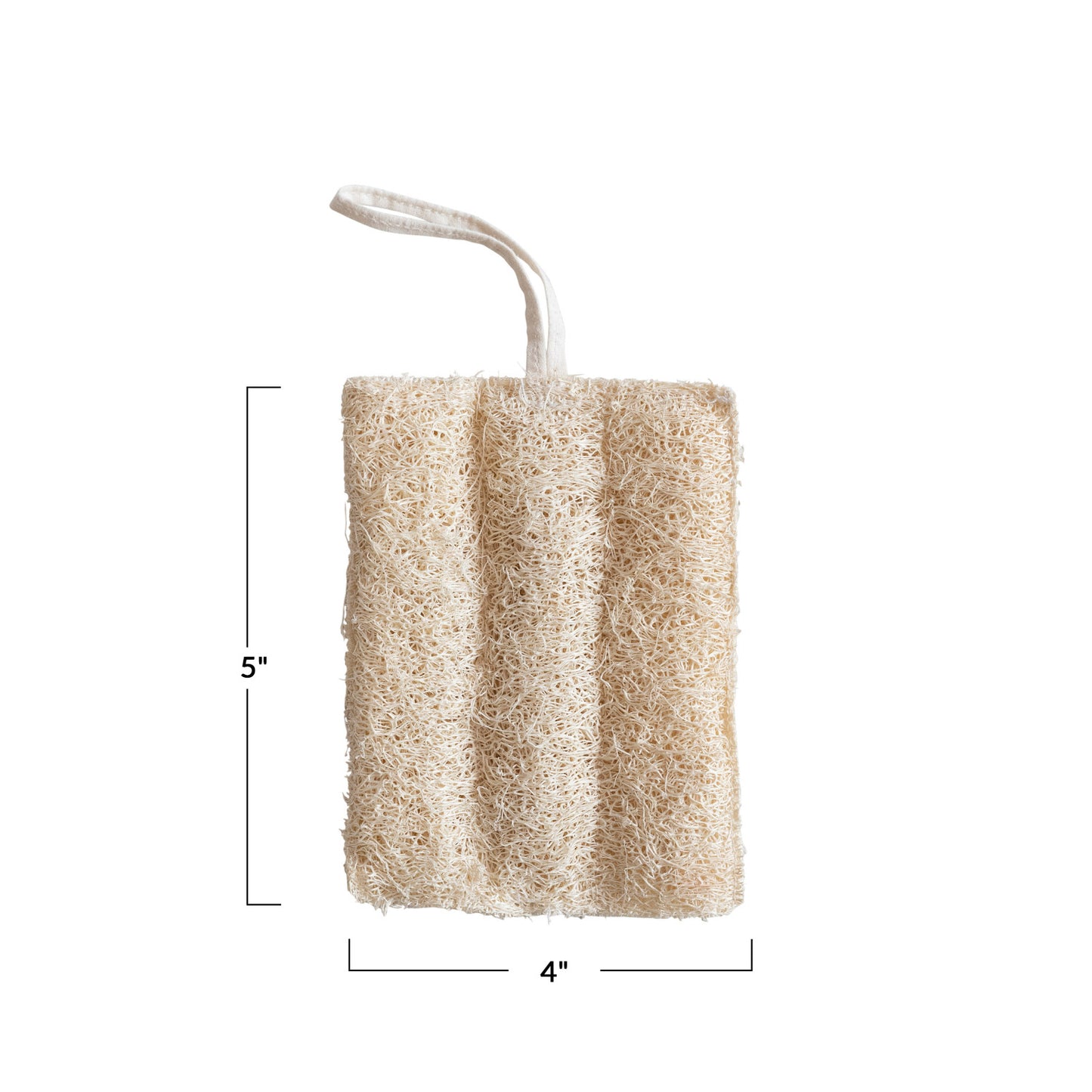 Natural Exfoliating Loofah Pad with Hanging Loop for Self Care in Bath or Shower Dimensions 5"L x 4"W