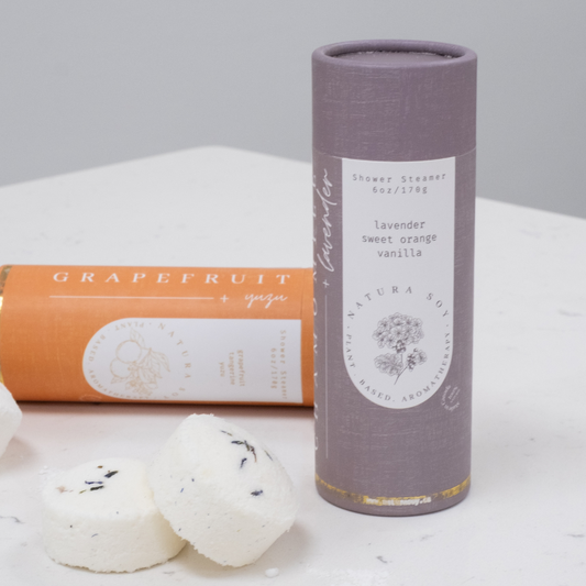 Chamomile Lavender Shower Steamer Pods with notes of Sweet Orange and Vanilla