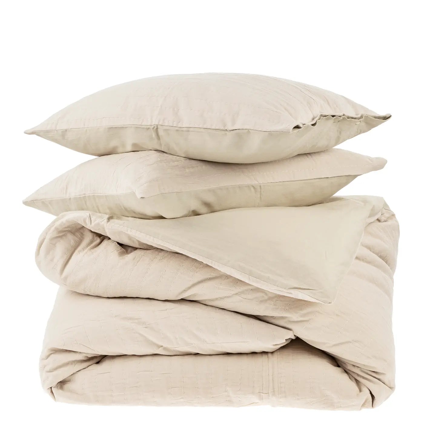 Jillian Neutral Kantha Stitch King Sized Duvet Cover and Pillowcases