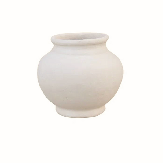 Marbella Matte Cream White Paper Mache Pot or Vase