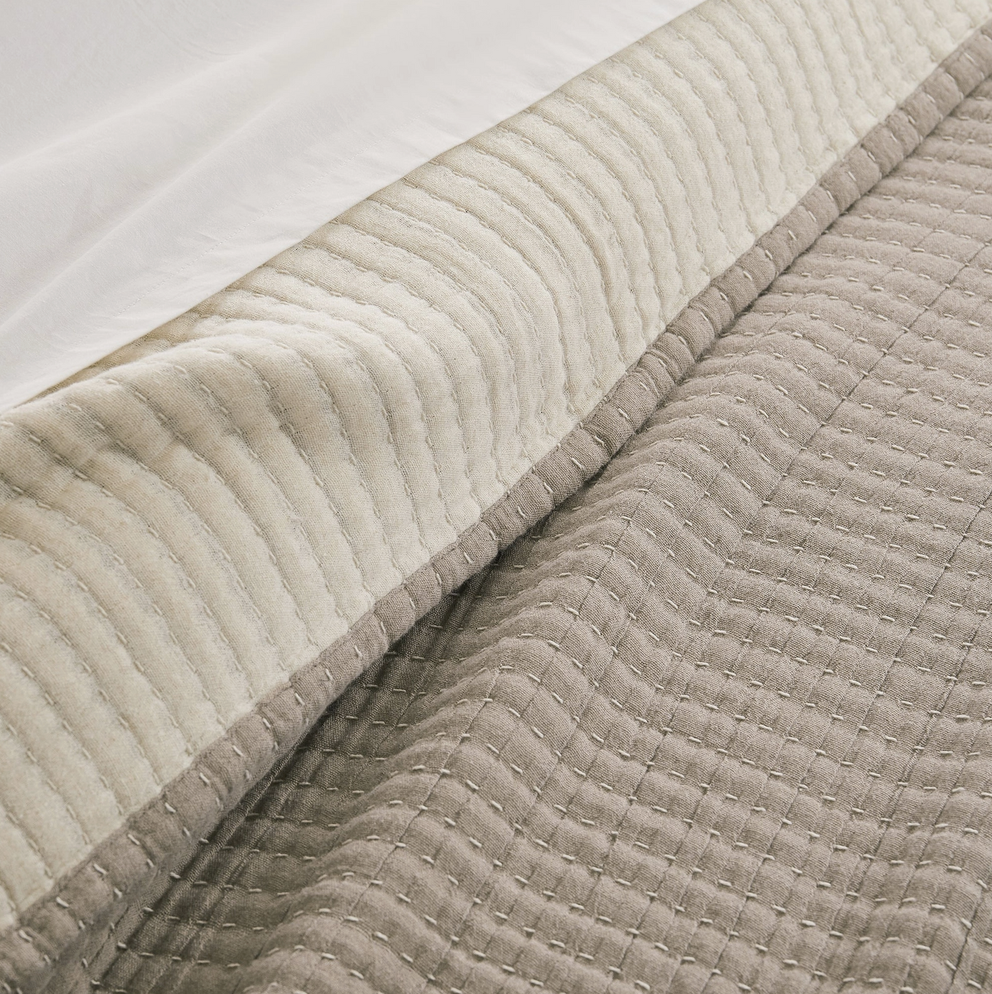 Cayden Cotton Gauze Coverlet Quilt Set, Taupe