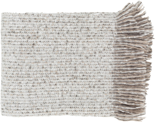 Prague Woven Fringed Throw Blanket in Taupe