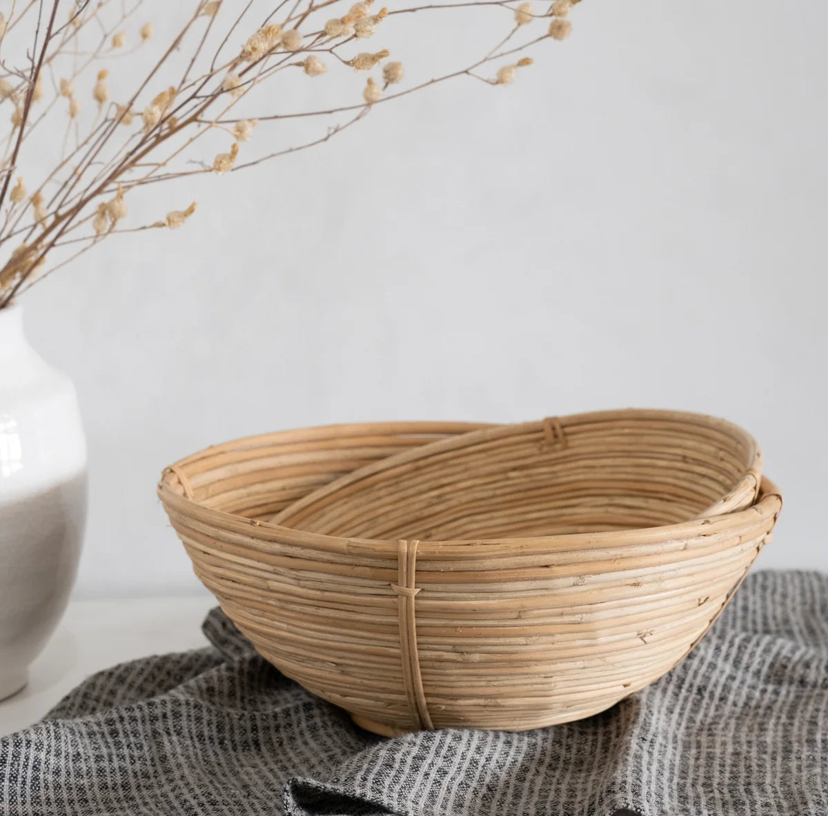Hand-Woven Cane Bowl