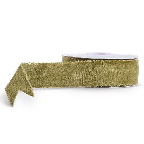 Raw Edge Olive Velvet Ribbon