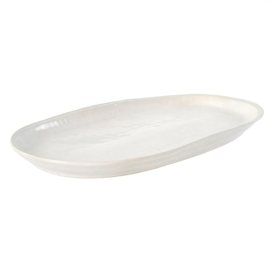 Avignon Smooth White Ceramic Oval Serving Platter