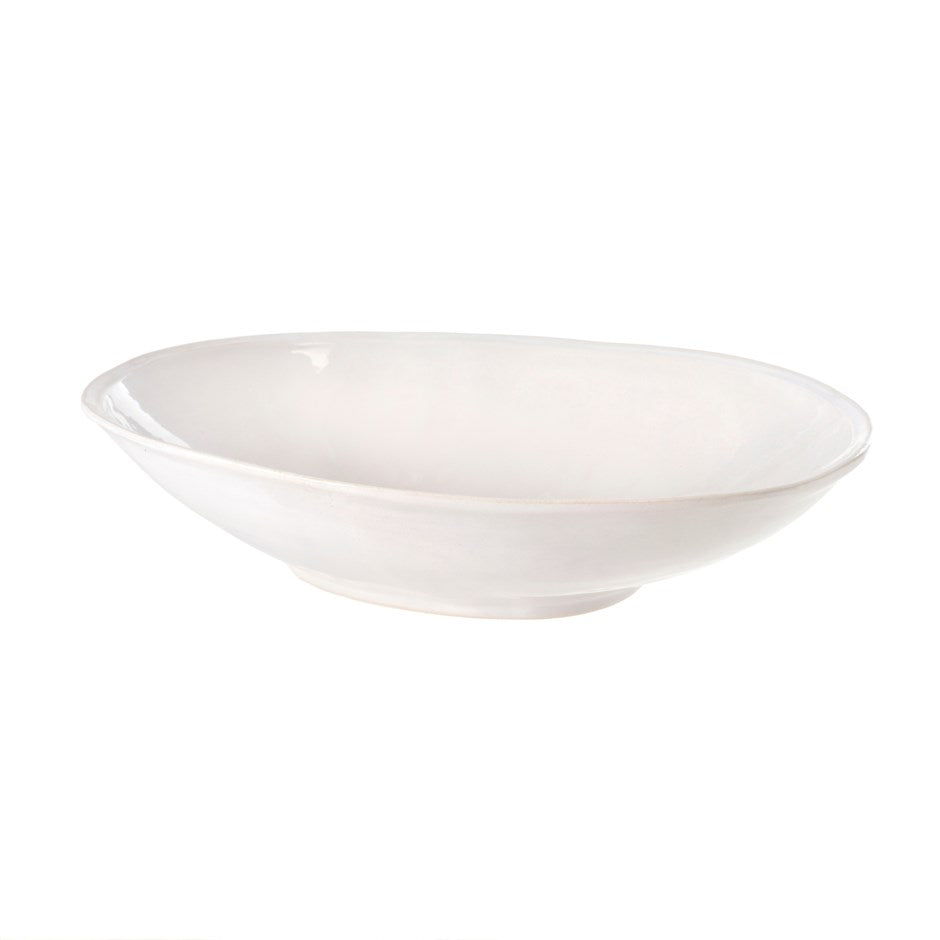 Avignon Minimalist White Stoneware Round Serving Bowl