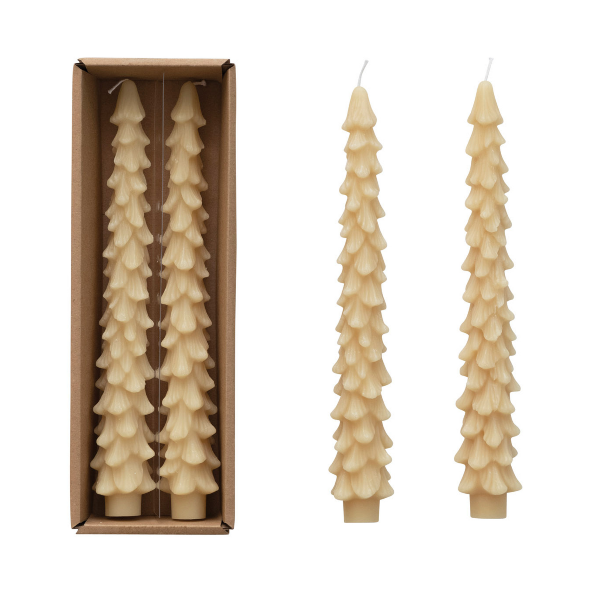 10" Tree Taper Candle Set, Eggnog