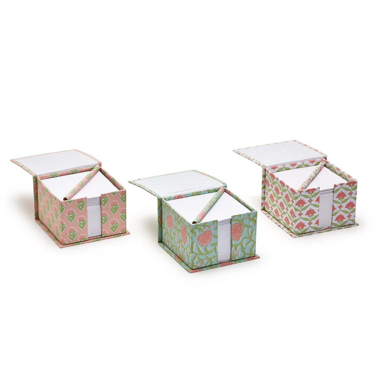 Paper caddy gift set with Spring colored block print designs in three styles, tied with a box and paired with a matching pencil