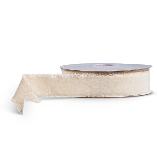 Raw Edge Ivory Velvet Ribbon