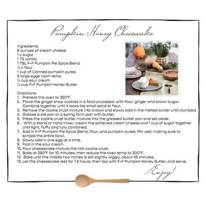 Recipe for Pumpkin Honey Cheesecake with Pumpkin Honey Butter, a holiday favorite