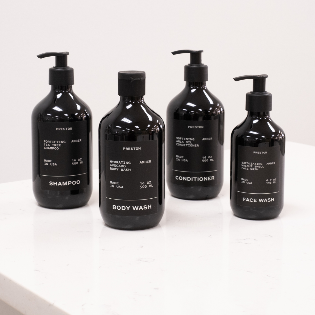 Preston Grooming Vegan Cruelty Free Non Toxic Shower Essentials Shampoo Body Wash Conditioner Face Wash