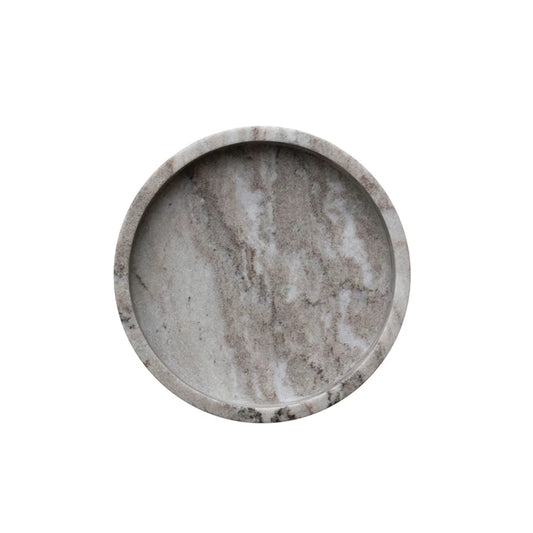 Arden Modern Circular Walled Grey Marble Tray