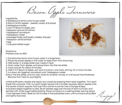 Gourmet Giftable Sweet and Savory Bacon Apple Jam Spread Apple Turnover Pastry Recipe Card