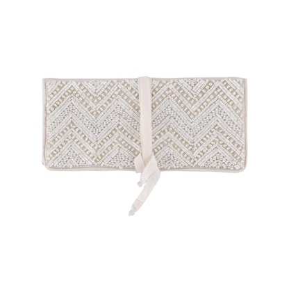 Amabella Beaded White Chevron Foldable Jewelry Holder