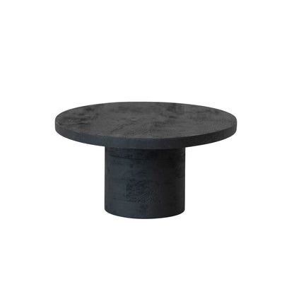 Calder Modern Mango Wood Black Finish Pedestal with Oval Surface, Tall