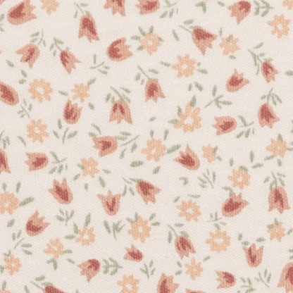 Camille Organic Cotton Playful Pink Tulip Daisy Floral Print Pattern with Sage Green Leaves