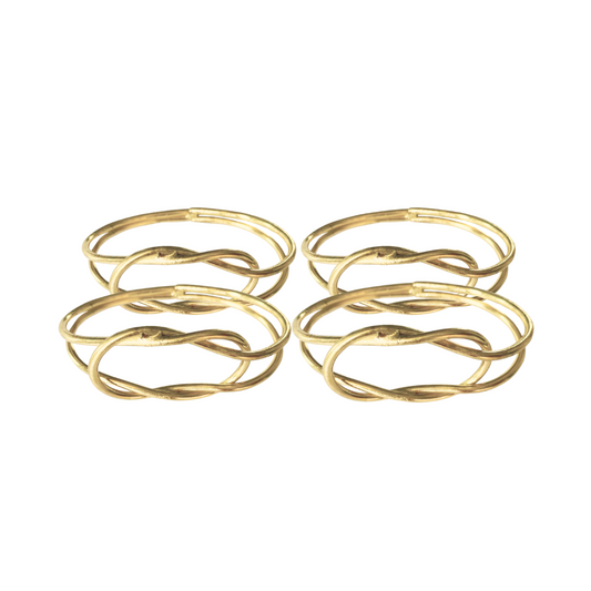 Caroline 4-Piece Timeless Dainty Gold Knot Napkin Ring Set