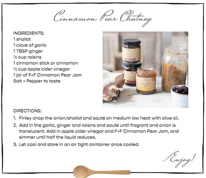 Giftable Gourmet Spiced Cinnamon Pear Jam Spread Cinnamon Pear Chutney Recipe Card