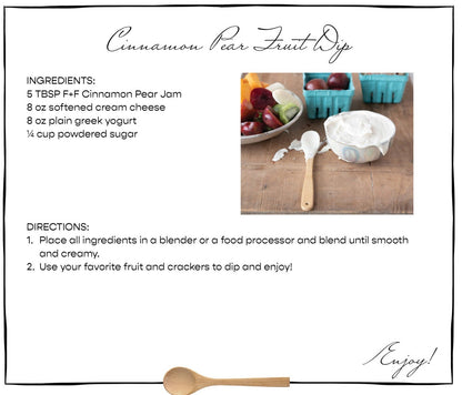 Giftable Gourmet Spiced Cinnamon Pear Jam Spread Fruit Dip Recipe Card