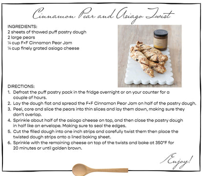 Giftable Gourmet Spiced Cinnamon Pear Jam Spread Asiago Twist Recipe Card