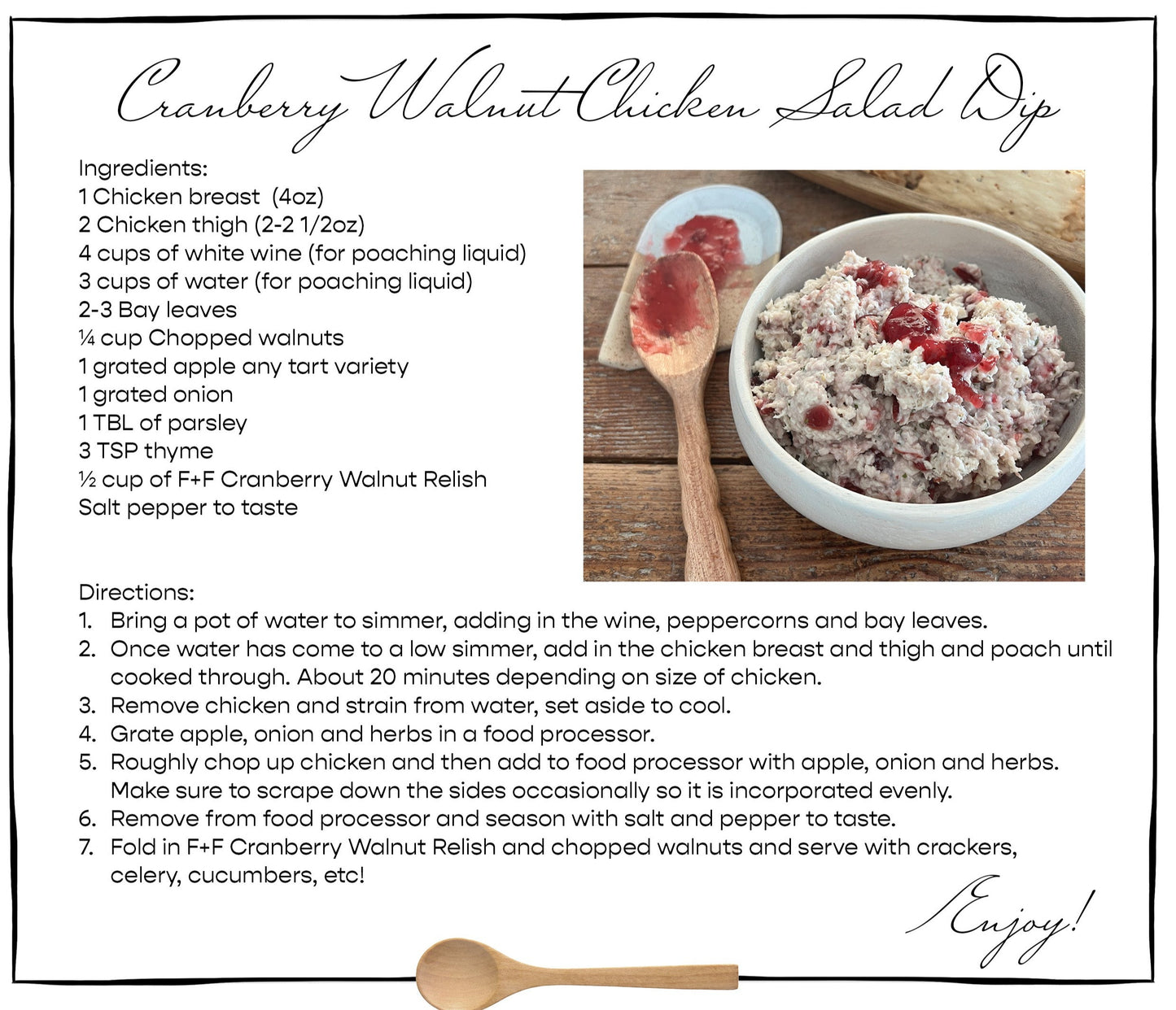 Sweet and Tart Giftable Gourmet Cranberry Walnut Relish Chicken Salad Dip Recipe