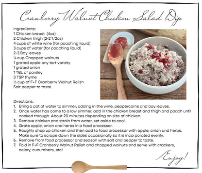 Sweet and Tart Giftable Gourmet Cranberry Walnut Relish Chicken Salad Dip Recipe