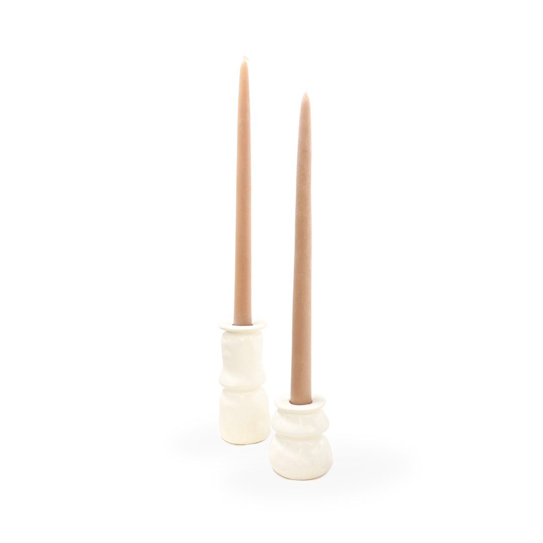 Ellio Organic Shape Modern Whimsical Cream White Ceramic Taper Candle Holders 12 inch Taper Candle Stick