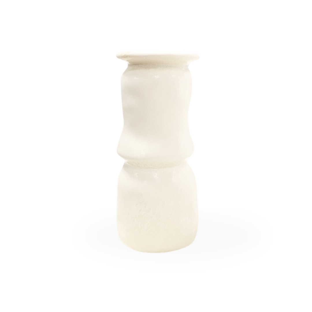 Ellio Organic Modern Whimsical Cream White Ceramic Taper Candle Holder Large