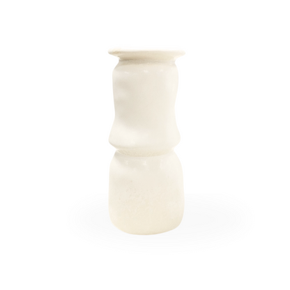 Ellio Organic Modern Whimsical Cream White Ceramic Taper Candle Holder Large