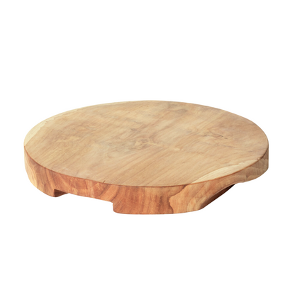 Endel Solid Durable Natural Wood Finish Footed Cutting Board or Serving Platter Simple Minimalist Design Large Size 15.5 Inches Diameter