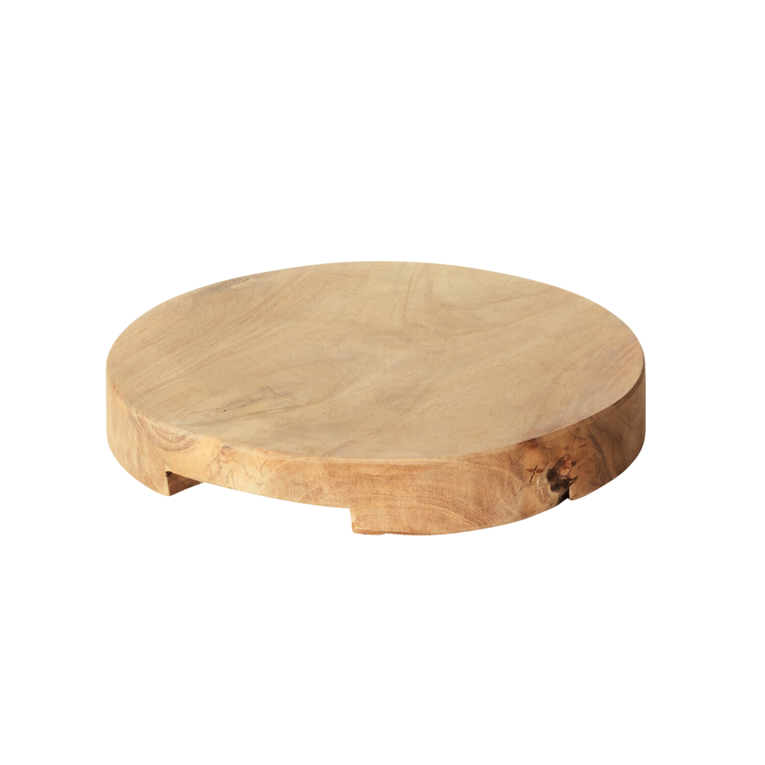 Endel Solid Durable Natural Wood Finish Footed Cutting Board or Serving Platter Simple Minimalist Design Small Size 11.25 Inches Diameter