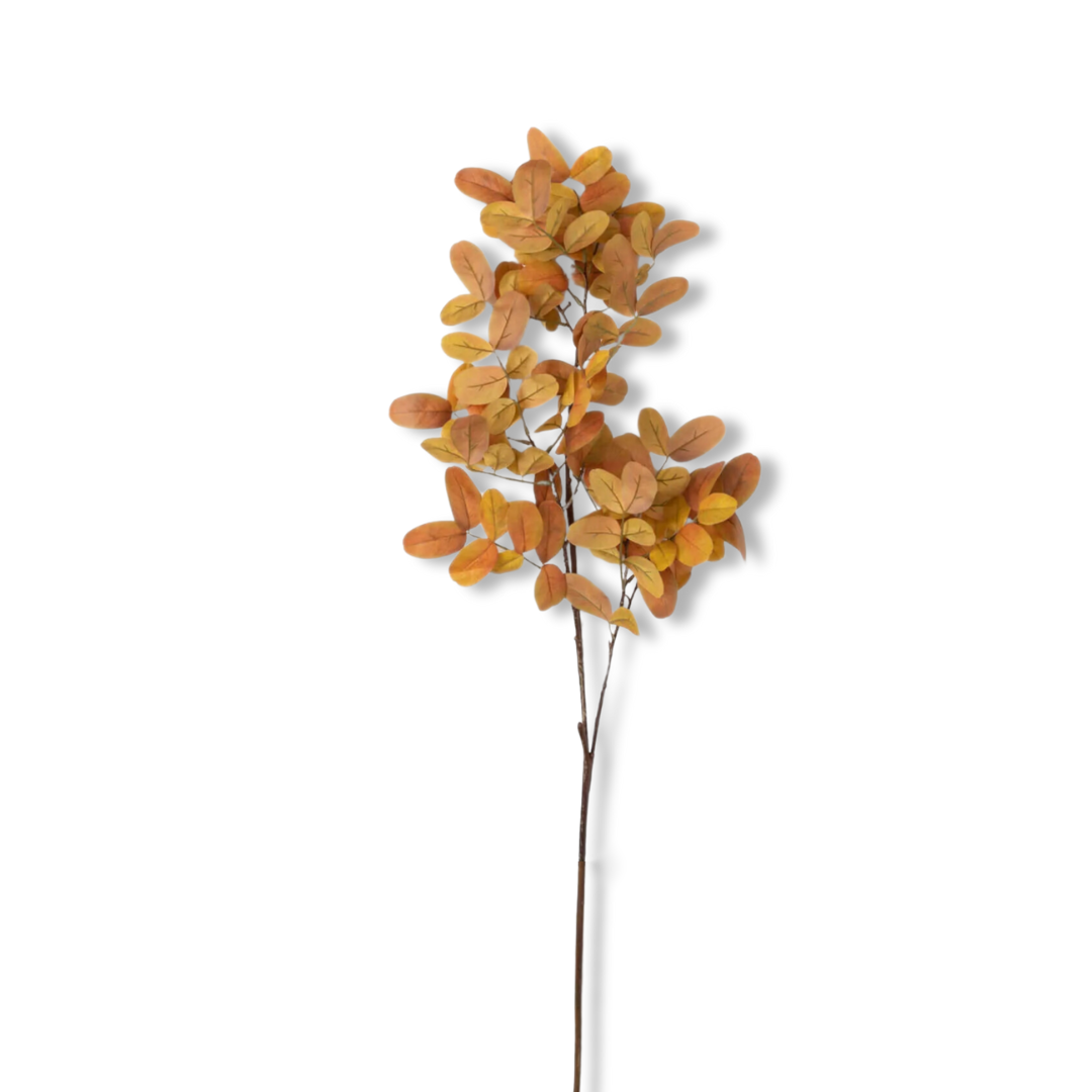 Realistic Fall Foliage Leaf Faux Floral Stem for Autumn Decor and Floral Arrangements in Golden Yellow Orange Ochre Colorway