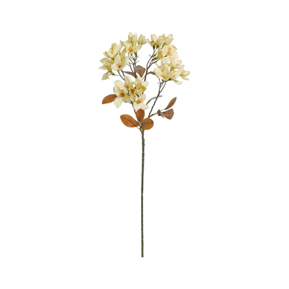 Dainty Vanilla White Field Blossom Faux Floral Spray with Realistic Fall Foliage 