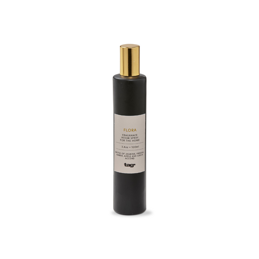 Flora Essential Oil Blend Room Spray Home Fragrance in Matte Black Glass Bottle with Sleek Gold Cap