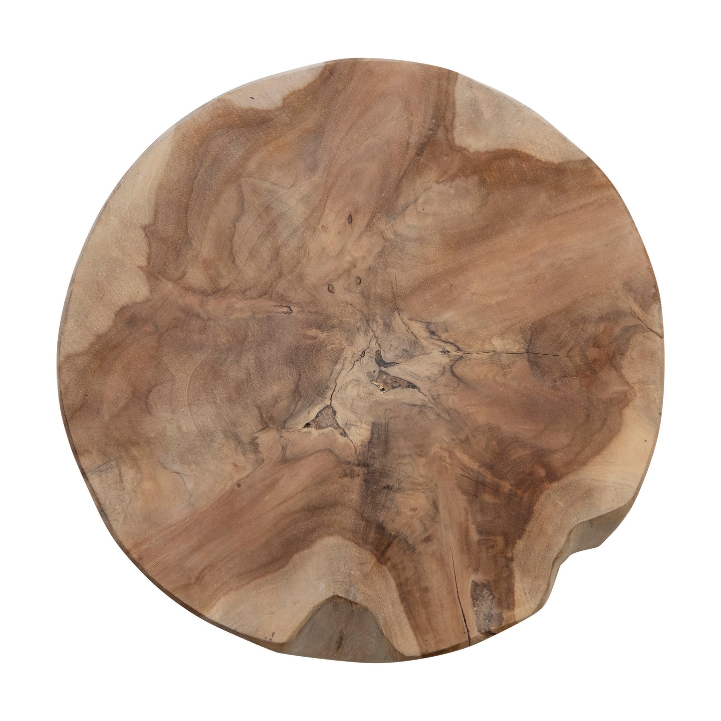 Fulmer Simple Round Natural Teakwood Food Safe Moisture Resistant Cutting Board or Serving Board smooth, wood texture