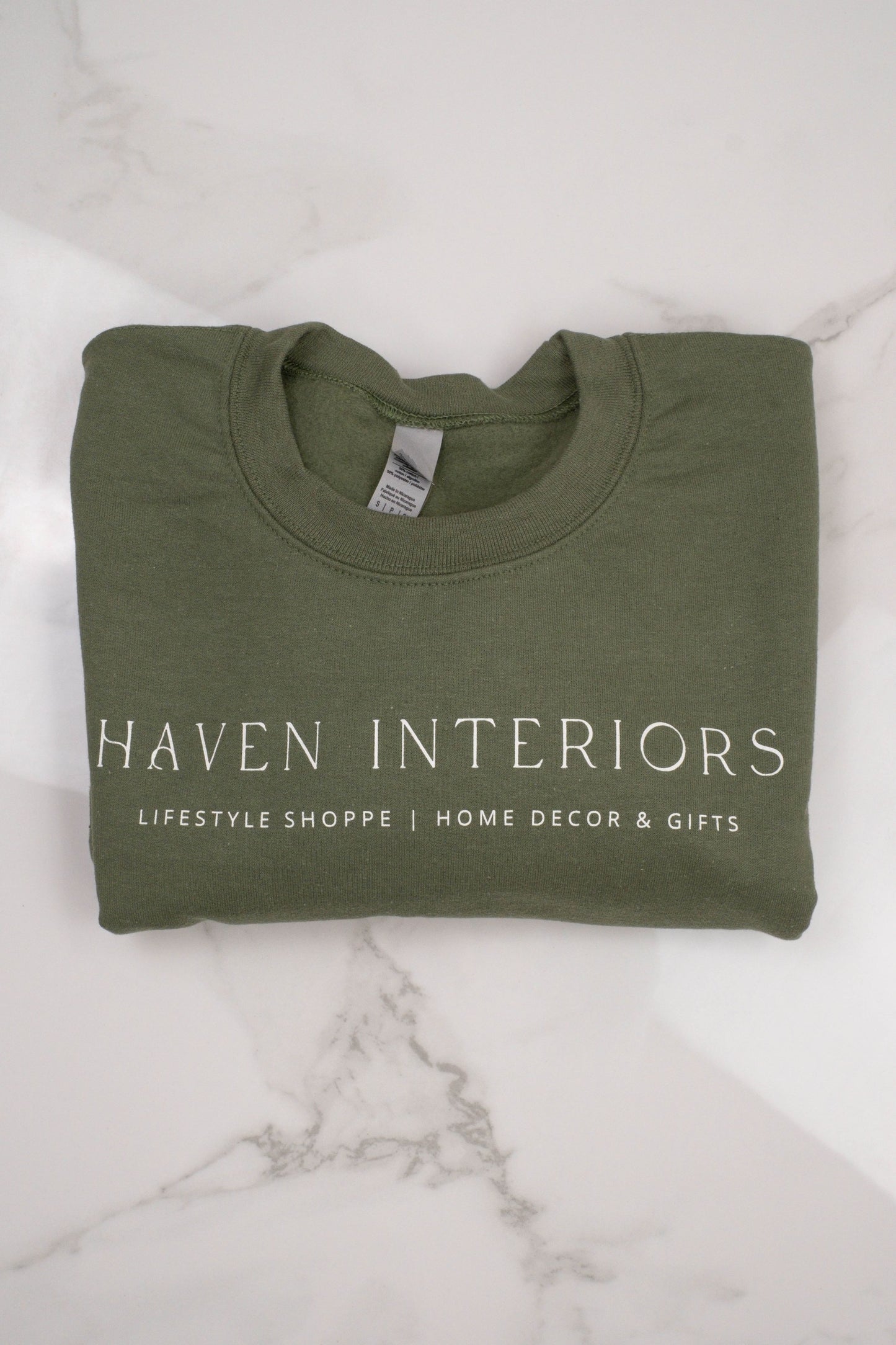 Haven Interiors Olive Green Crewneck Pullover