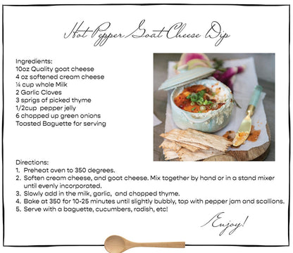 Gourmet Hot Pepper Jelly Baked Goat Cheese Dip Recipe Card