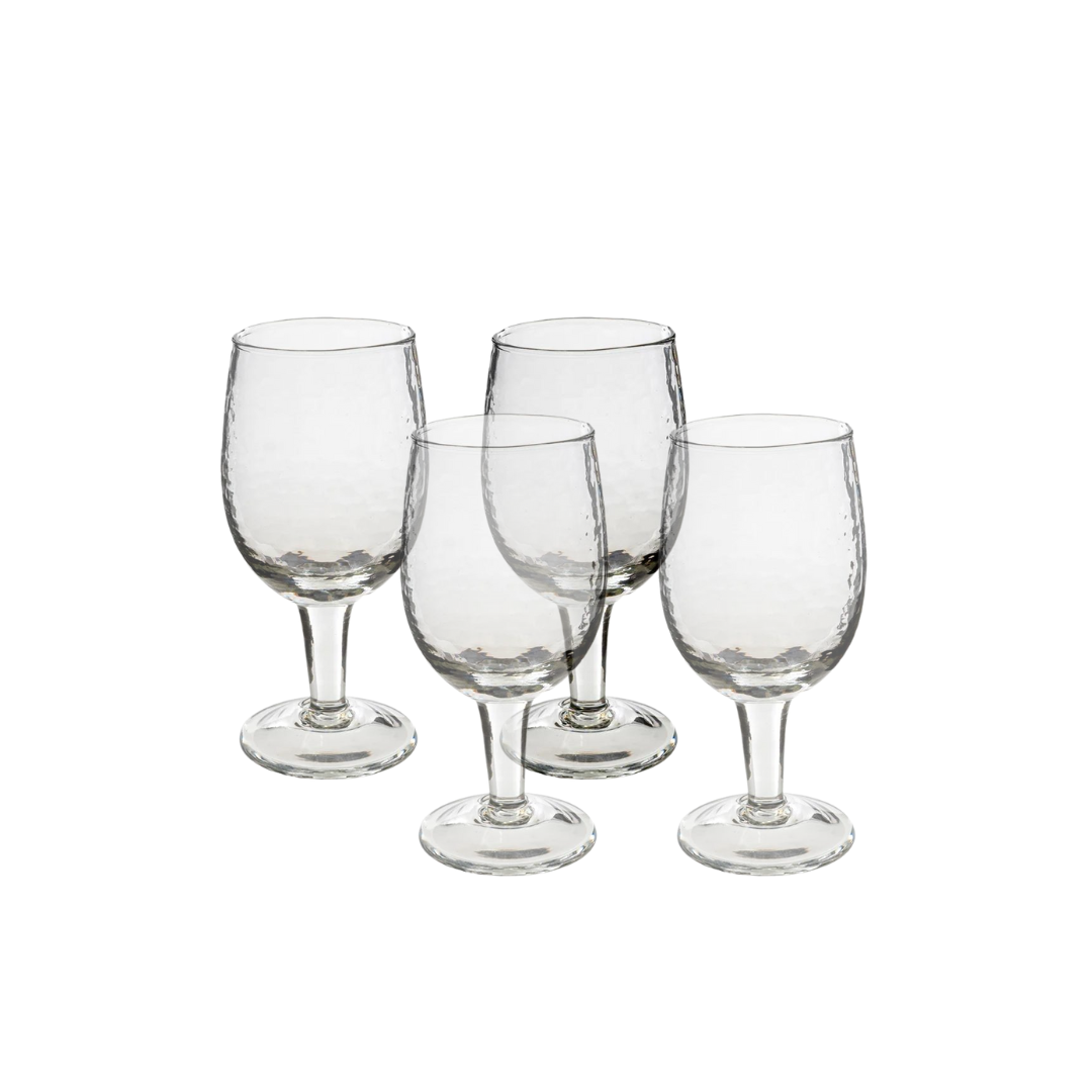 Ibiza Handcrafted 4-Piece Wine Glass Rippled Glassware Drinkware Set