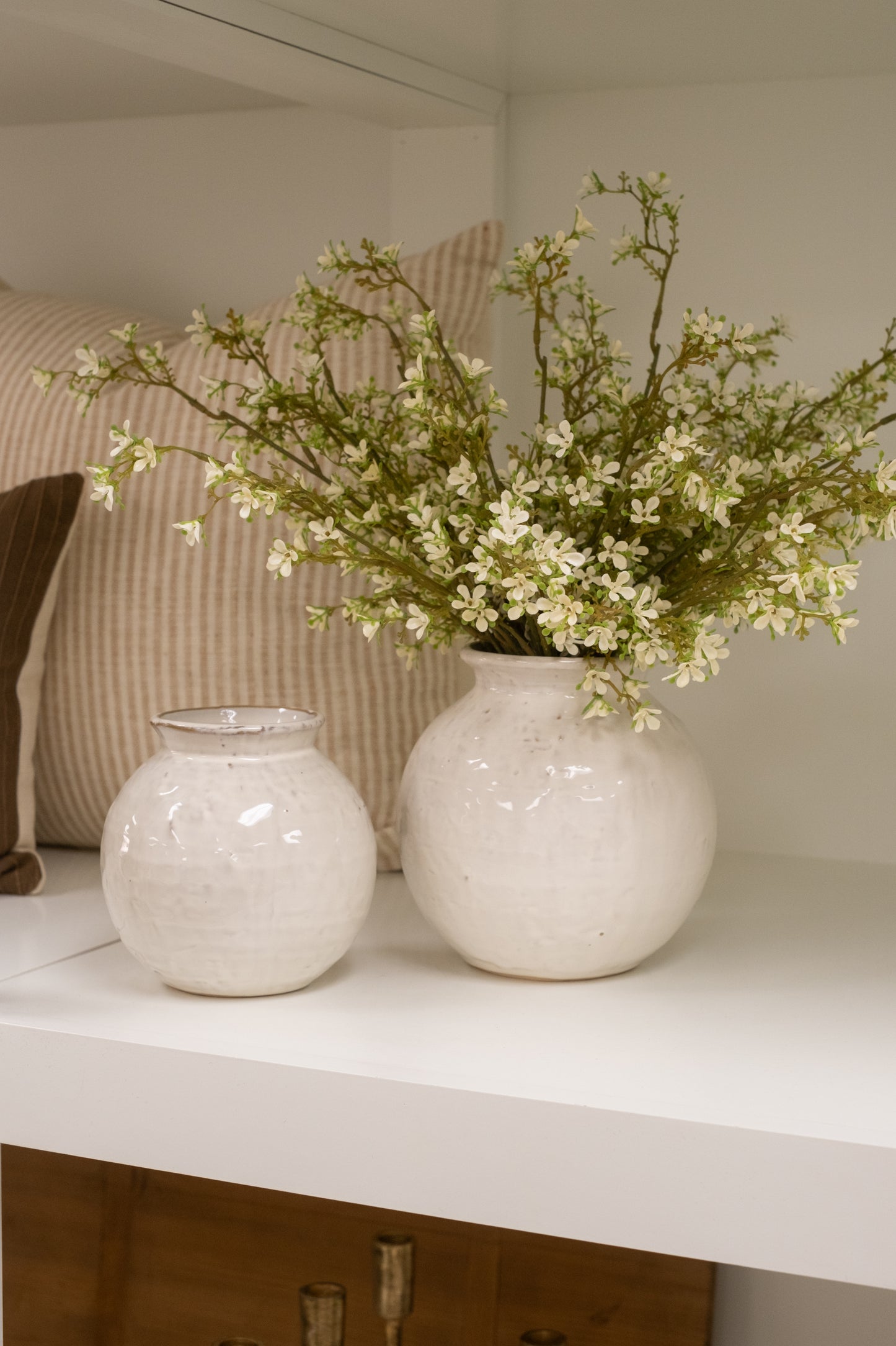 Kenna Cream Ceramic Vase in Medium and Large Sizes