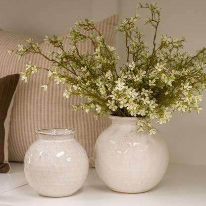 Kenna Cream Ceramic Vase in Medium and Large Sizes