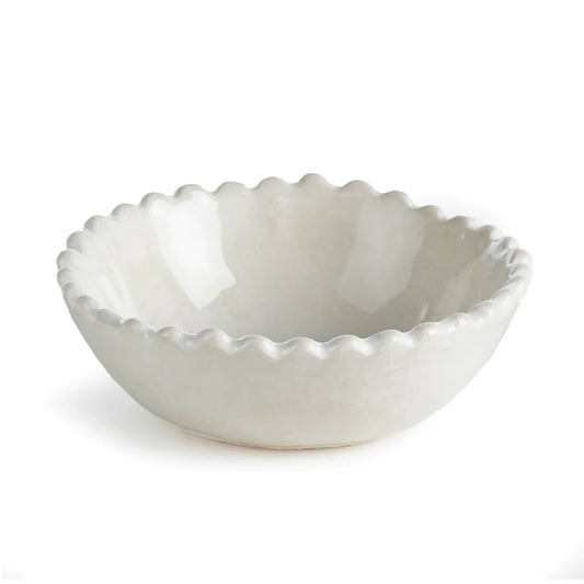 Livi White Ceramic Scalloped Edge Mini Bowl