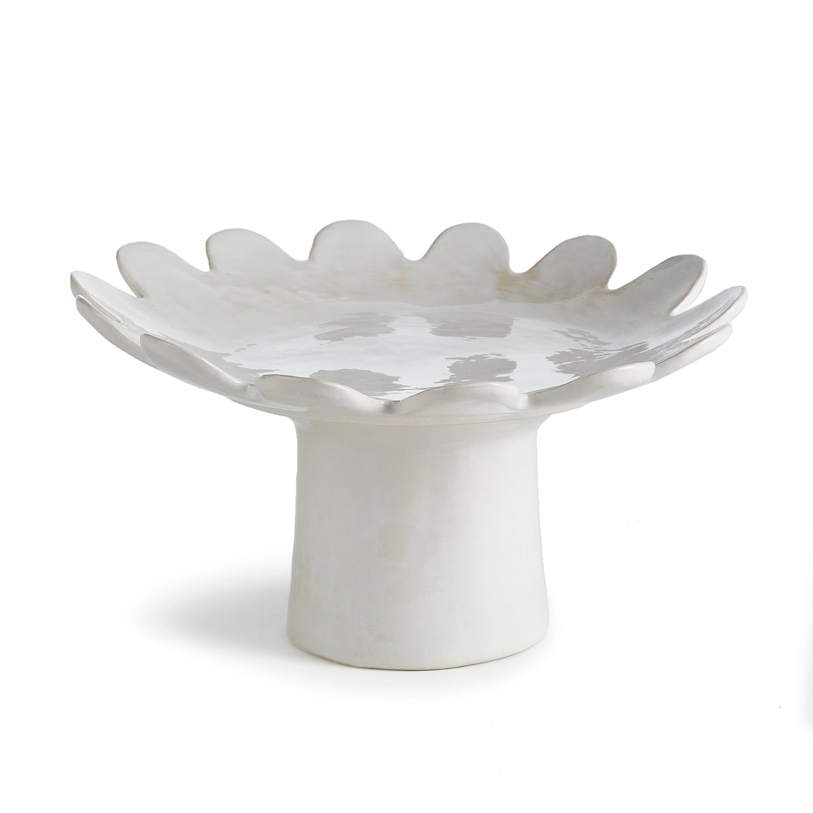 Livi White Scalloped Ceramic Pedestal
