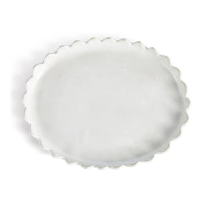 Livi Collection White Ceramic Scalloped Edge Trinket Tray