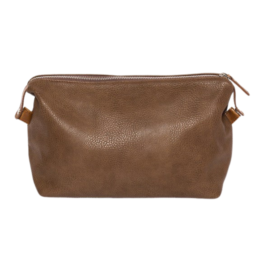 Mercer Brown Vegan Leather Toiletry Bag for Men